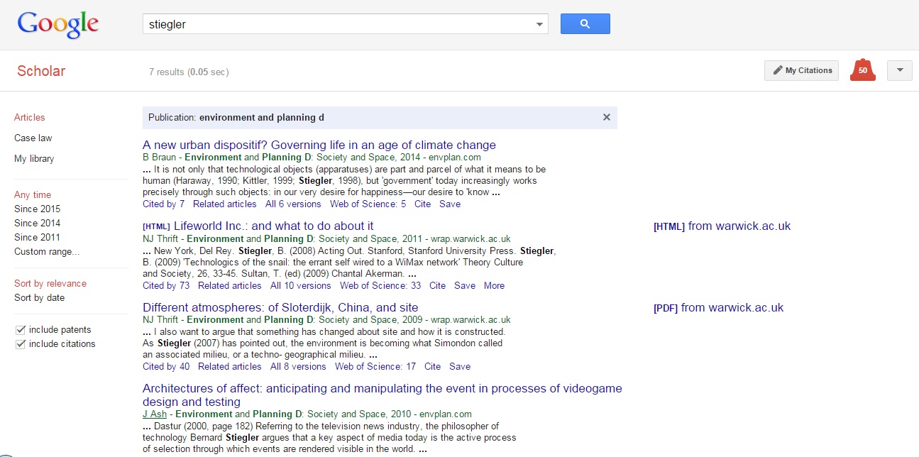 Google Scholar EPD search results